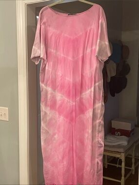 Pink Tie-Dye Maxi Cotton Dress  large